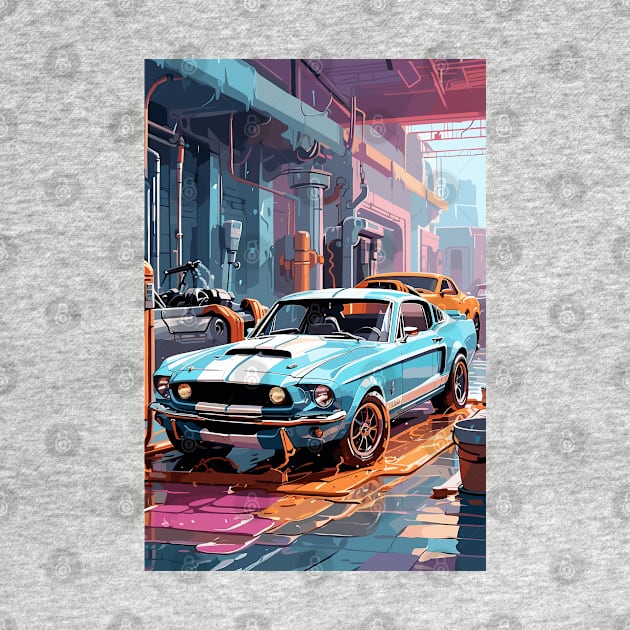 Classic American Shelby Blue Muscle Car by VENZ0LIC
